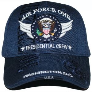 One AIR FORCE ONE PRESIDENTIAL CREW ONE Embroidered Baseball Hat Cap Blue Adult